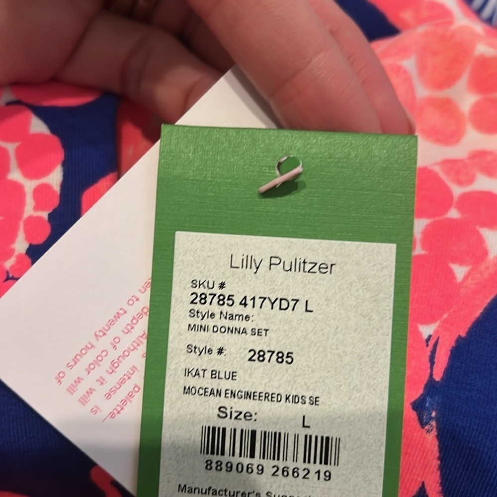 Lilly Pulitzer mini Donna legging set Ikat Blue Mocean Engineered Kids M&L NWT - Picture 14 of 15